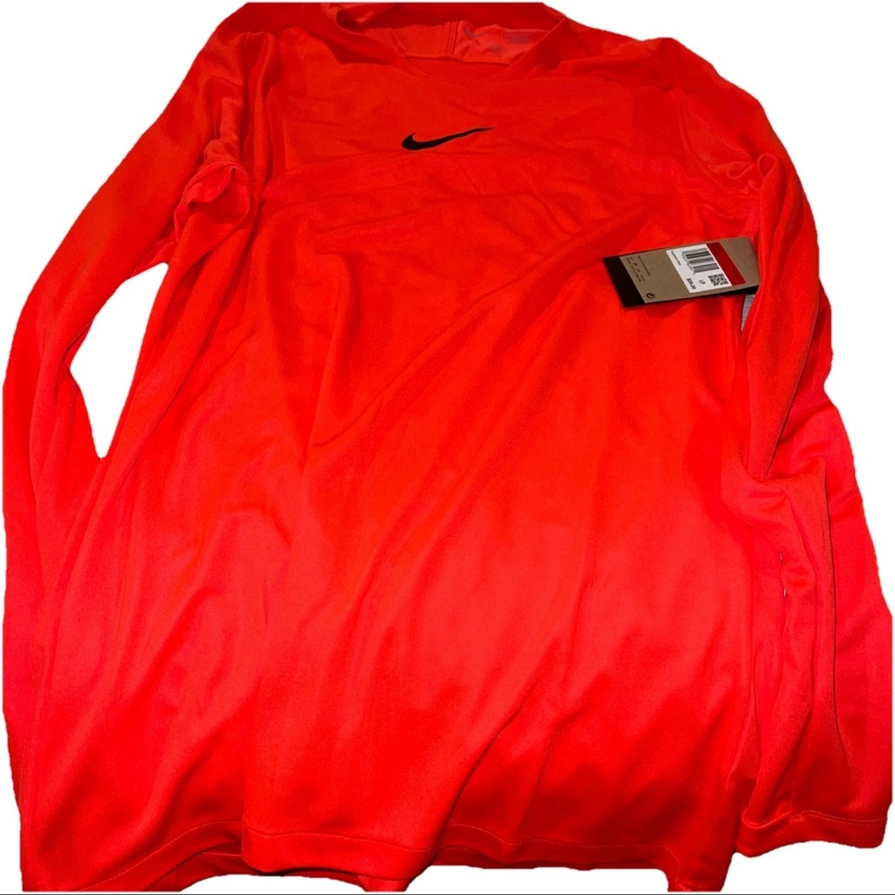 Nike mens long sleeve Dri-Fit football/soccer jersey large Orange MSRP 35
